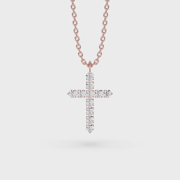 Lab Grown Diamond Cross Necklace "Spider" 1.76 carat #color_rose-gold