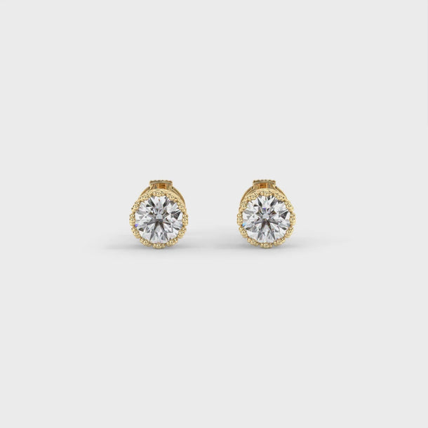 Lab Grown Diamond Stud Earrings "Heirloom" #color_yellow-gold