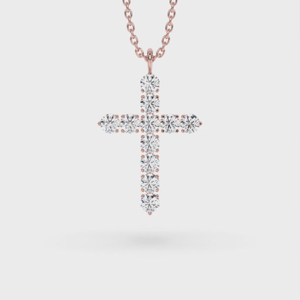 Lab Grown Diamond Cross Necklace "Spider" 5.50 carat #color_rose-gold