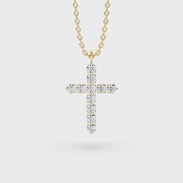 Lab Grown Diamond Cross Necklace "Spider" 2.75 carat #color_yellow-gold