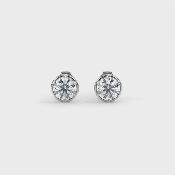 Lab Grown Diamond Stud Earrings "Diadem" #color_white-gold