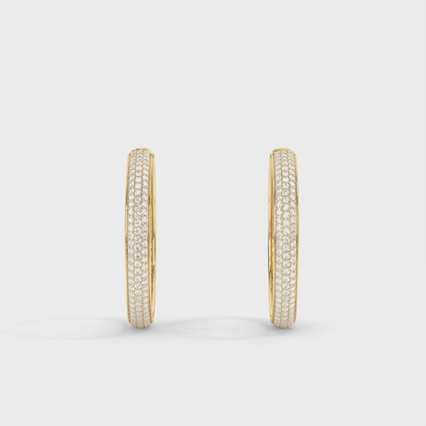 Lab Grown Diamond Hoop Earrings "Kongo" 2.75 carat #color_yellow-gold