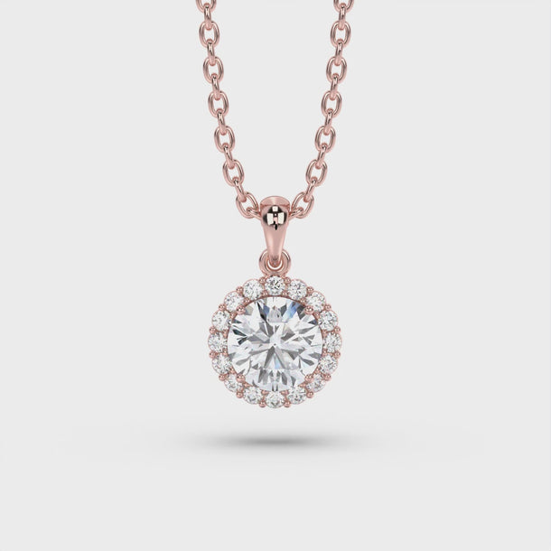 Lab Grown Diamond Pendant Necklace "Rosette" #color_rose-gold