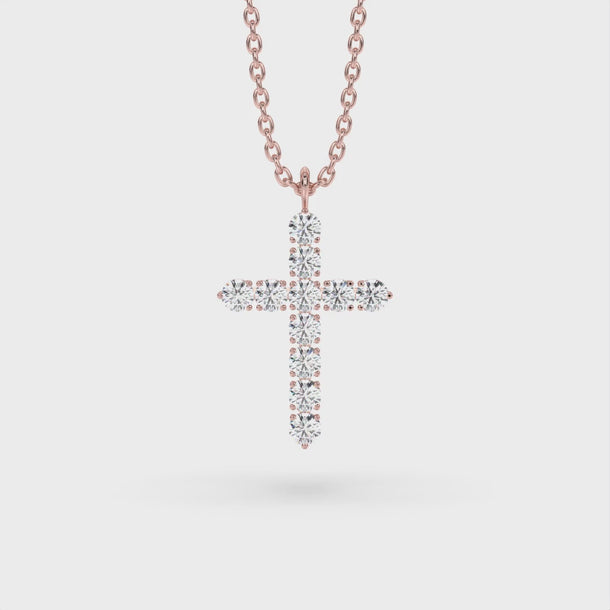 Lab Grown Diamond Cross Necklace "Spider" 2.75 carat #color_rose-gold