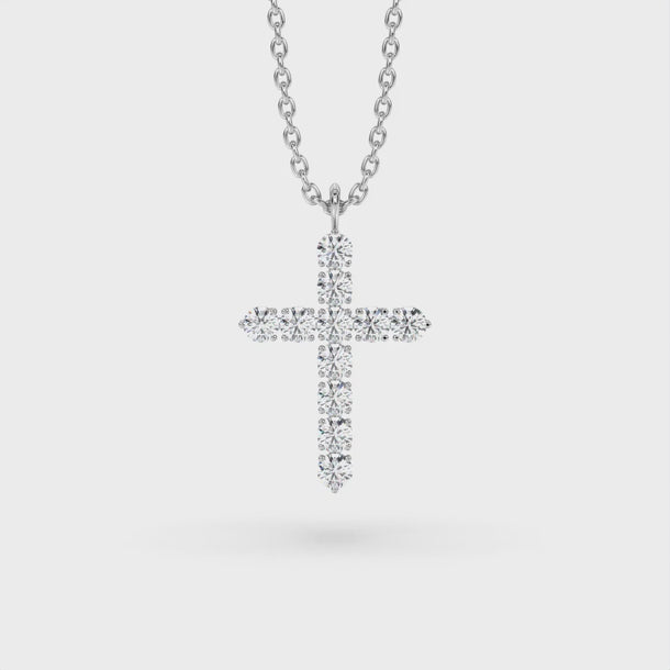 Lab Grown Diamond Cross Necklace "Spider" 2.75 carat #color_white-gold