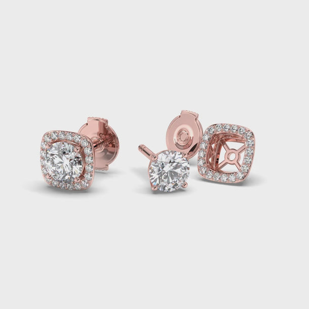 Lab Grown Diamond Stud Earrings "Duet" #color_rose-gold