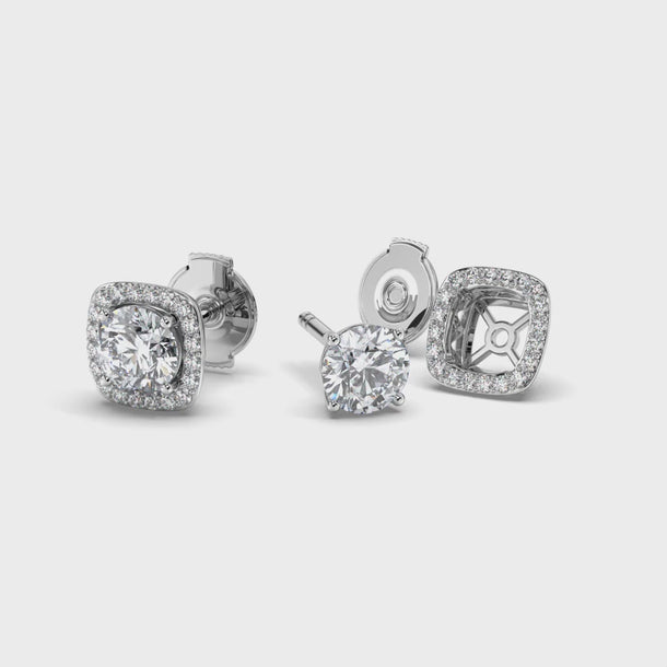 Lab Grown Diamond Stud Earrings "Duet" #color_platinum