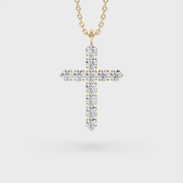 Lab Grown Diamond Cross Necklace "Spider" 5.50 carat #color_yellow-gold