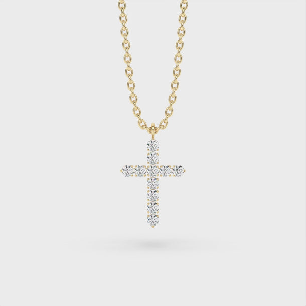 Lab Grown Diamond Cross Necklace "Spider" 1.10 carat #color_yellow-gold