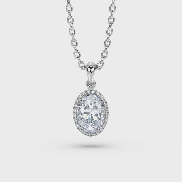 Lab Grown Diamond Pendant Necklace "Vega" #color_white-gold