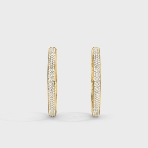 Lab Grown Diamond Hoop Earrings "Kongo" 3.55 carat  #color_yellow-gold