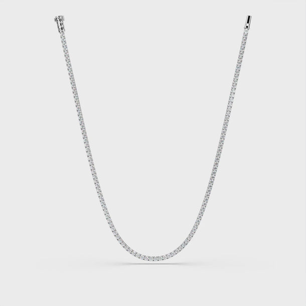 Lab Grown Diamond Tennis Necklace "Spider" 13.5 carat #color_white-gold