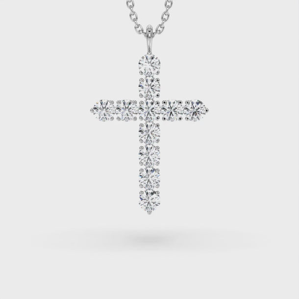 Lab Grown Diamond Cross Necklace "Spider" 7.70 carat #color_platinum