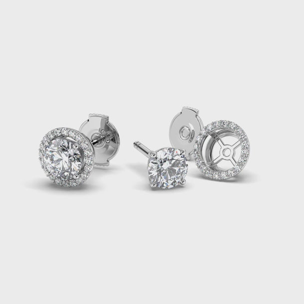 Lab Grown Diamond Stud Earrings "Encore" #color_white-gold