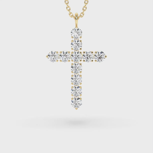 Lab Grown Diamond Cross Necklace "Spider" 7.70 carat #color_yellow-gold
