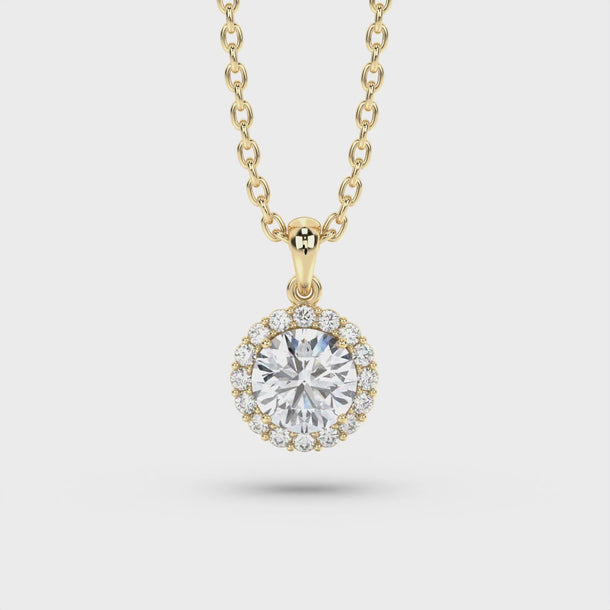 Lab Grown Diamond Pendant Necklace "Rosette" #color_yellow-gold