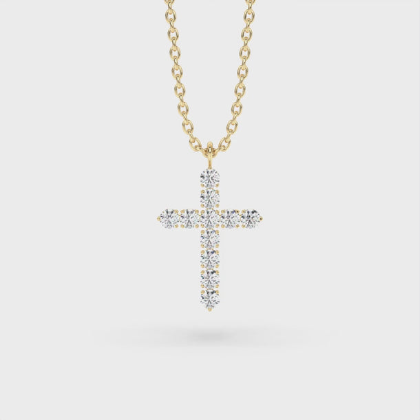 Lab Grown Diamond Cross Necklace "Spider" 1.76 carat #color_yellow-gold