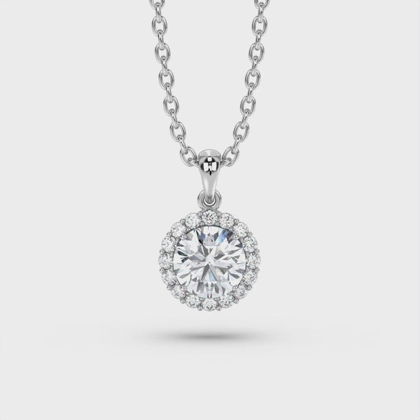 Lab Grown Diamond Pendant Necklace "Rosette" #color_white-gold