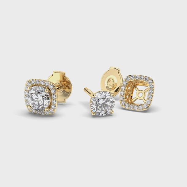 Lab Grown Diamond Stud Earrings "Duet" #color_yellow-gold