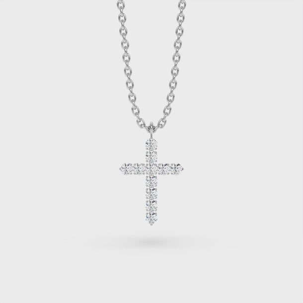 Lab Grown Diamond Cross Necklace "Spider" 1.10 carat #color_platinum