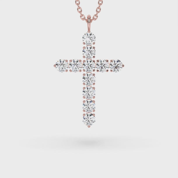 Lab Grown Diamond Cross Necklace "Spider" 7.70 carat #color_rose-gold