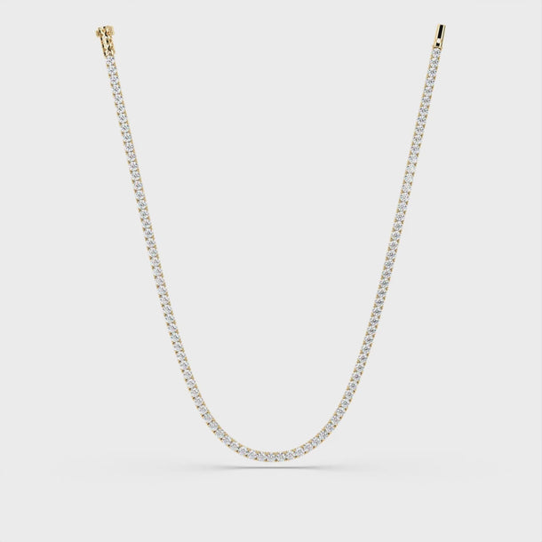 Lab Grown Diamond Tennis Necklace "Spider" 18.5 carat #color_yellow-gold