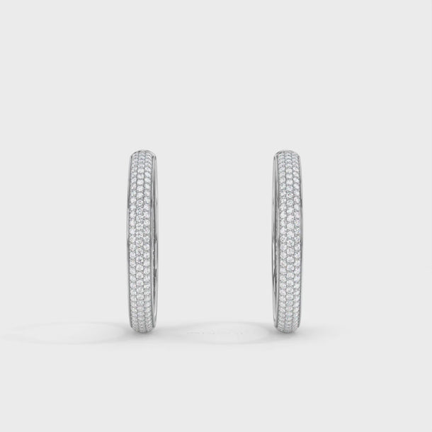 Lab Grown Diamond Hoop Earrings "Kongo" 2.75 carat #color_platinum