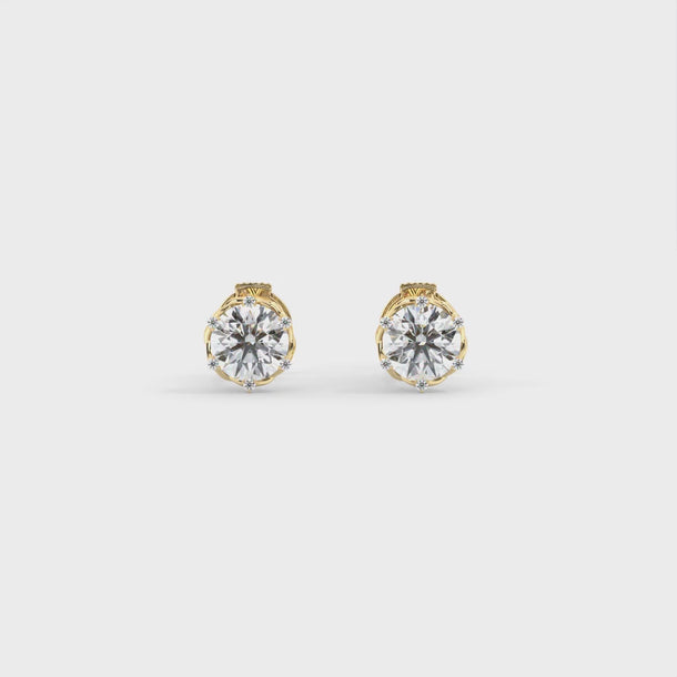 Lab Grown Diamond Stud Earrings "Legacy" #color_yellow-gold
