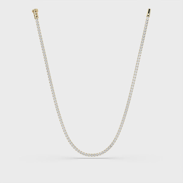 Lab Grown Diamond Tennis Necklace "Spider" 13.5 carat #color_yellow-gold