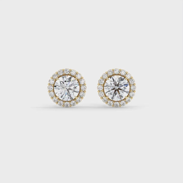 Lab Grown Diamond Stud Earrings "Rosette" #color_yellow-gold