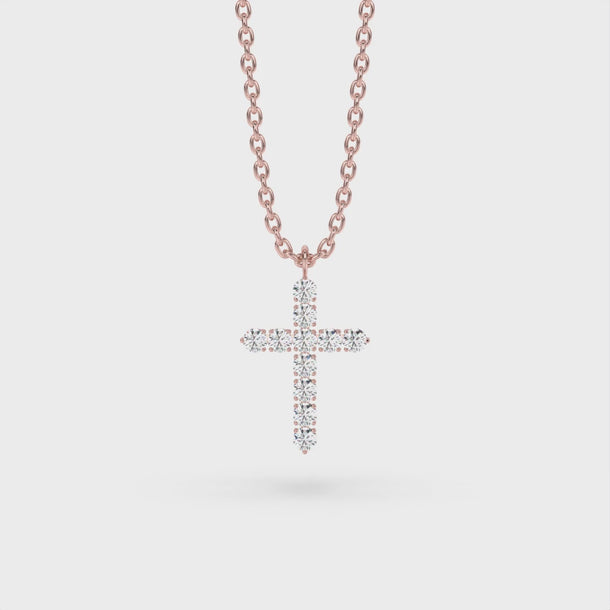 Lab Grown Diamond Cross Necklace "Spider" 1.10 carat #color_rose-gold