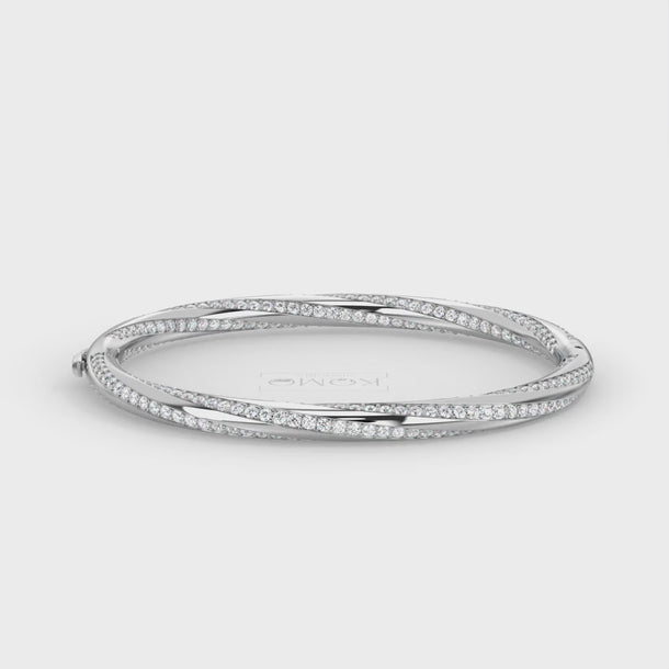 Lab Grown Diamond Bangle Bracelet "Cascade" #color_white-gold