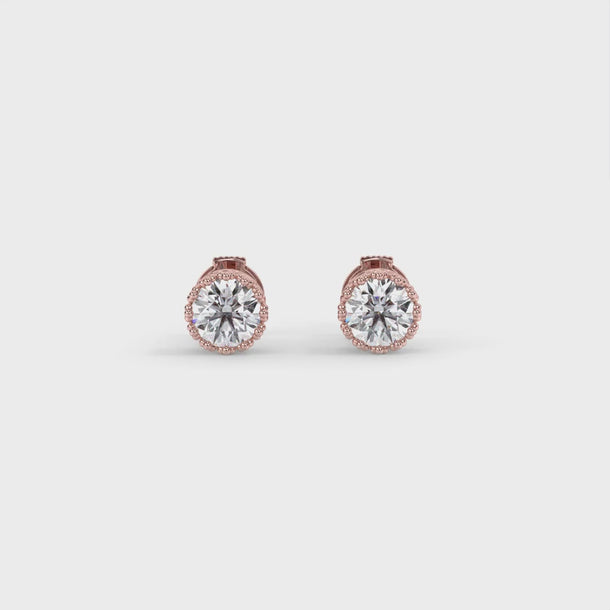 Lab Grown Diamond Stud Earrings "Heirloom" #color_rose-gold