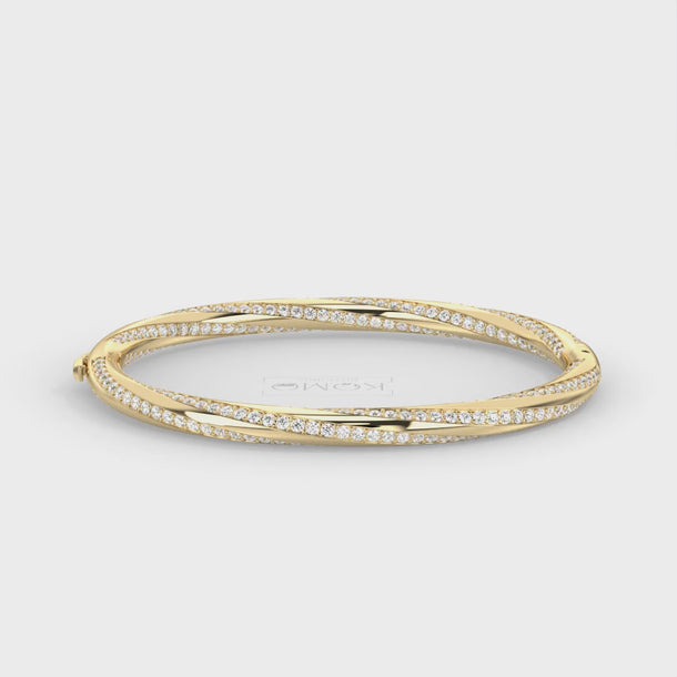 Lab Grown Diamond Bangle Bracelet "Cascade" #color_yellow-gold